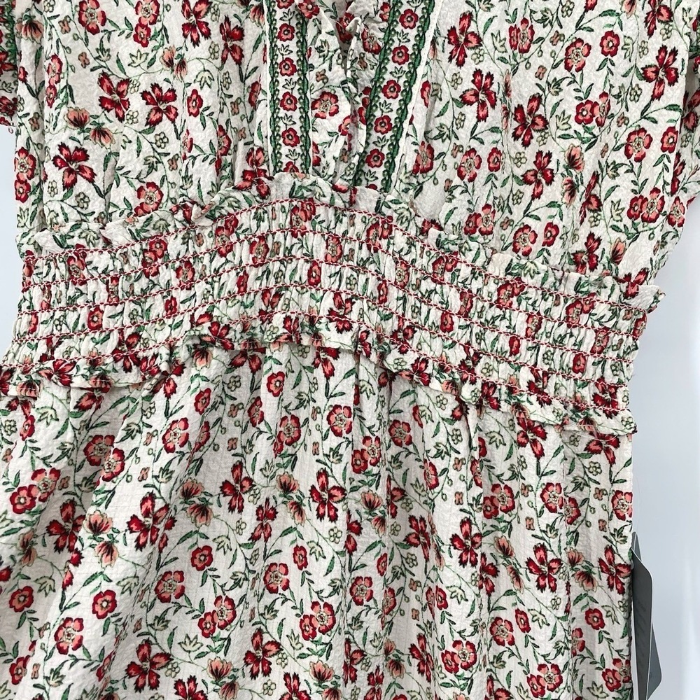 NEW Max Studio Small Floral Maxi Dress Smocked Waist Ruffle Sleeve Cottagecore - Picture 9 of 12